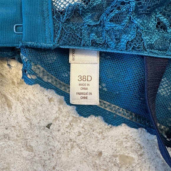 Women's Gilligan & O'Malley 38D  aqua blue lace sheer bra - Picture 11 of 14